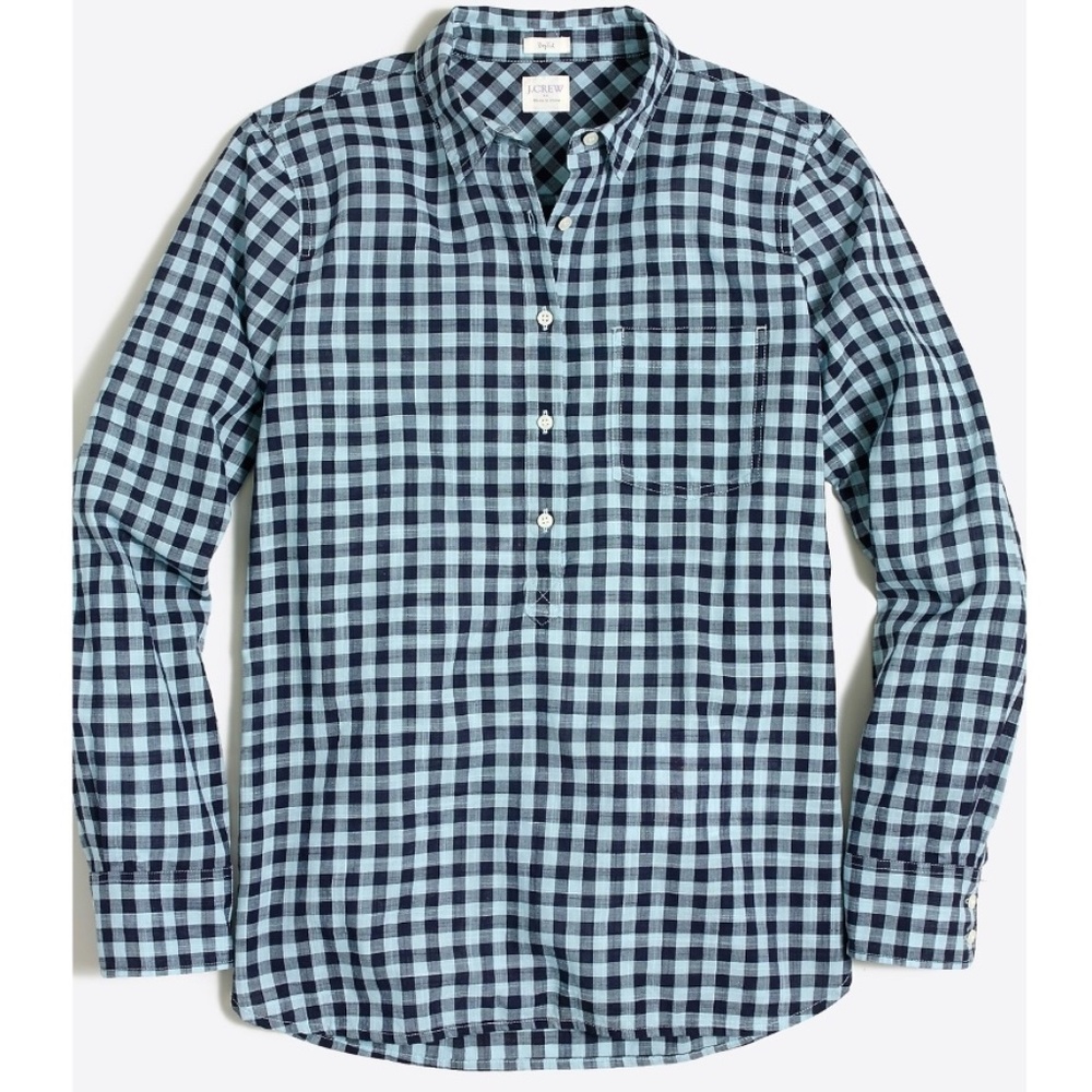 J. Crew Plaid Guaze Popover Shirt